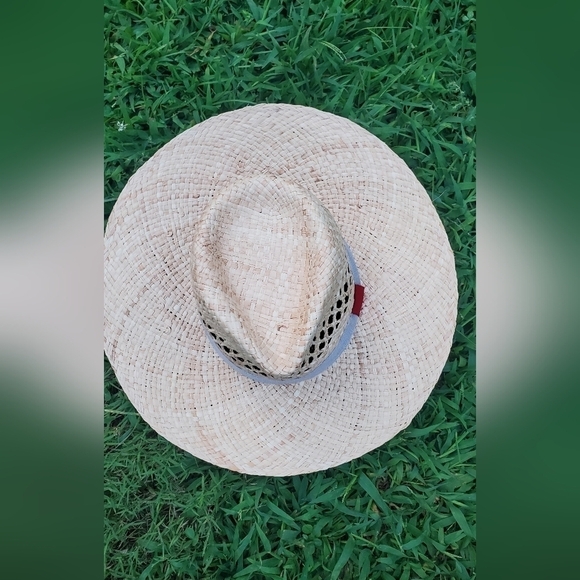 CREATIVA Fashion Accessories Hat Made in Italy Tan Color Cream strip 100%Raffia - Picture 3 of 10